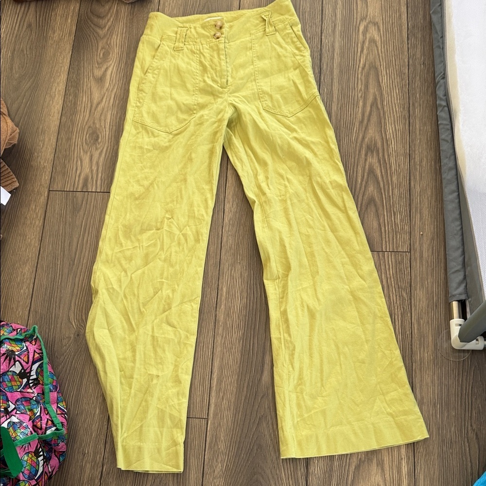 Anthropologie Maeve Chartreuse Trousers
